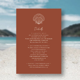 Tarjeta De Recepción Terracotta Seashell Beach Destination Wedding