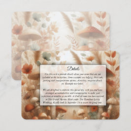 Tarjeta De Recepción Terracotta Seta Mágica del Bosque Boda