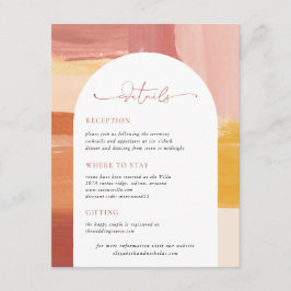 Tarjeta De Recepción Terracotta Sunrise | Detalles del invitado del Bod
