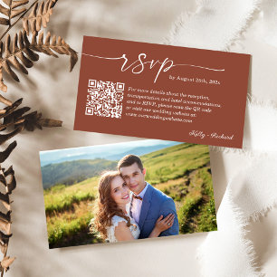 Tarjeta De Recepción Terracotta Wedding RSVP sitio web QR Code Photo