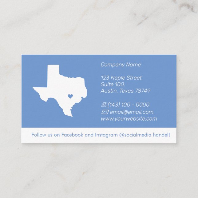 Tarjeta De Recepción Texas Retail Business Card (Reverso)