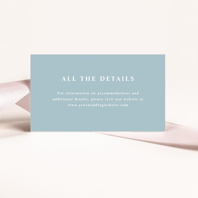 Tarjeta De Recepción Texto elegante azul en polvo | Detalles del Boda (Subido por el creador)