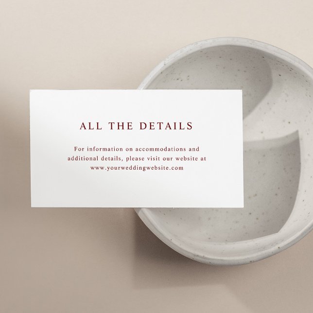 Tarjeta De Recepción Texto elegante blanco y rojo oscuro | Detalles del (Subido por el creador)