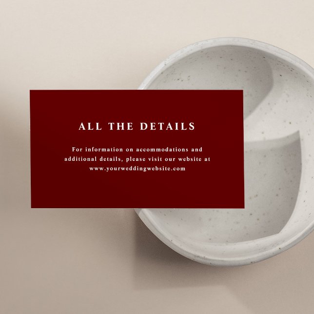 Tarjeta De Recepción Texto elegante rojo oscuro | Detalles del Boda (Subido por el creador)