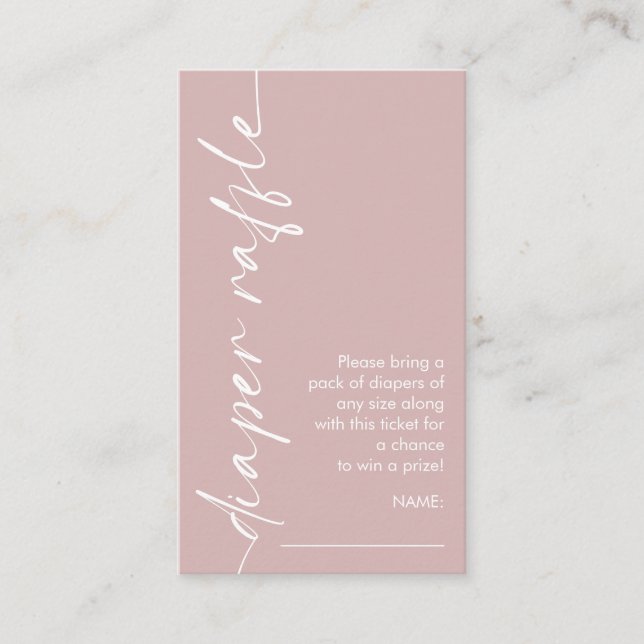 Tarjeta De Recepción Texto girado Rosa polvoriento Diaper Raffle Baby S (Anverso)