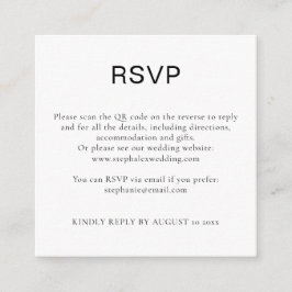 Tarjeta De Recepción Texto simple en blanco negro Código QR RSVP