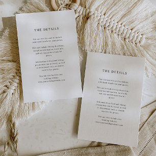 Tarjeta De Recepción Texto simple y elegante Detalles del invitado de