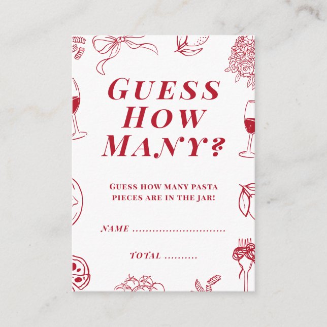 Tarjeta De Recepción That's Amore Bridal Shower Guess how many Game  (Anverso)