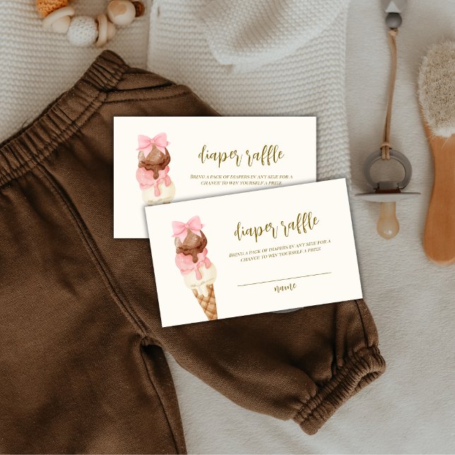 Tarjeta De Recepción The Scoop Bow Ice Cream Diaper Raffle Baby Shower (The Scoop Bow Ice Cream Diaper Raffle Baby Shower Enclosure Card)