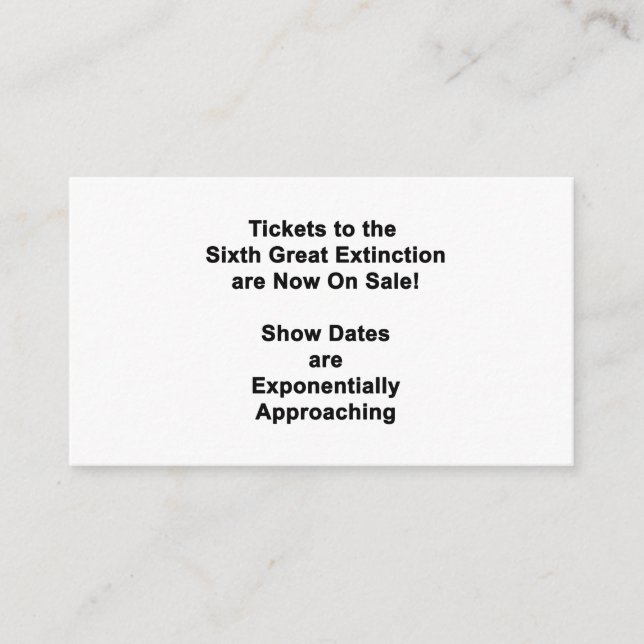 Tarjeta De Recepción The Sixth Great Extinction Enclosure Card (Anverso)