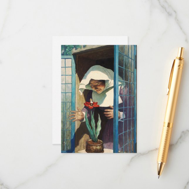 Tarjeta De Recepción Thumbelina por Newell Convers Wyeth (Anverso/Reverso In Situ)