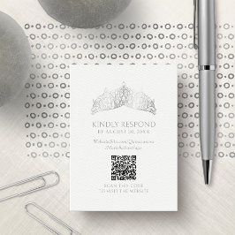 Tarjeta De Recepción Tiara Crown Quinceanera QR RSVP