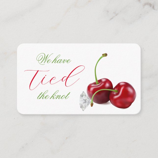 Tarjeta De Recepción Tied the Knot Cherry Gracias Boda (Anverso)