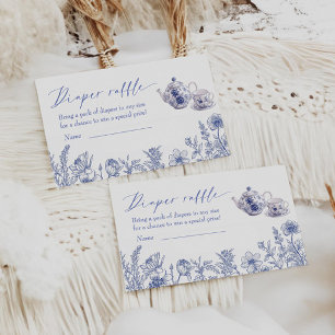 Tarjeta De Recepción Tiempo Para El Té Toile Baby Shower Diaper Raffle
