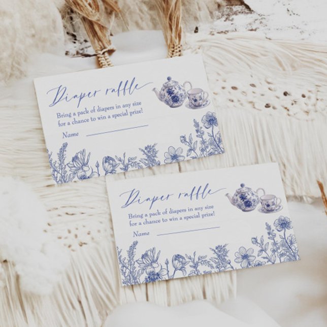 Tarjeta De Recepción Tiempo Para El Té Toile Baby Shower Diaper Raffle (Subido por el creador)