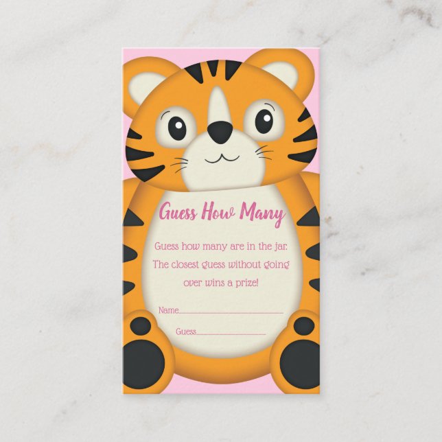 Tarjeta De Recepción Tiger Baby Shower Pink (Anverso)