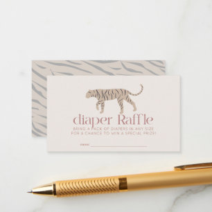 Tarjeta De Recepción Tiger Taupe Baby Shower Diaper Raffle Ticket
