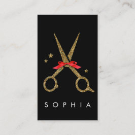 Tarjeta De Recepción Tijeras de purpurina dorada - Peluquero NAME