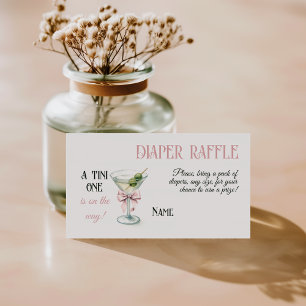 Tarjeta De Recepción Tini One Martini Lazo Niña Baby Shower Pañal
