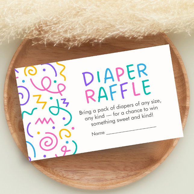 Tarjeta De Recepción Tiny Human Shindig Baby Shower Diaper Raffle (Retro Tiny Human Shindig Baby Shower Diaper Raffle)