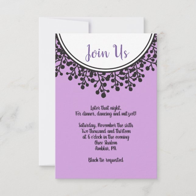 Tarjeta de recepción TINY VINES Circular Bat Mitzv (Anverso)