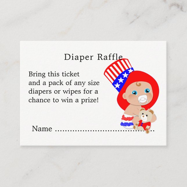 Tarjeta De Recepción Tío Patriótico Sam American Baby Diaper Raffle (Anverso)