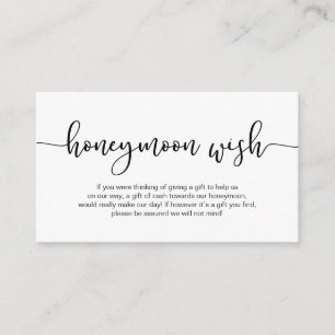 Tarjeta De Recepción Típica negra moderna, Boda de luna de miel Wish