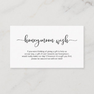 Tarjeta De Recepción Típica negra moderna, Boda de luna de miel Wish