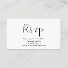 Tarjeta De Recepción Tipo de letra mínimo, negro, RSVP de boda, respond