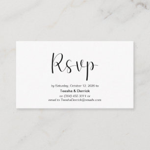 Tarjeta De Recepción Tipo de letra mínimo, negro, RSVP de boda, respond
