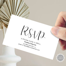 Tarjeta De Recepción Tipo de letra mínimo, negro, RSVP de boda, respond