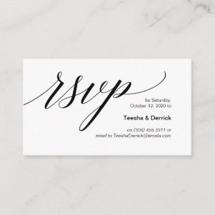 Tarjeta De Recepción Tipo de letra negro moderno, RSVP de boda