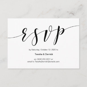 Tarjeta De Recepción Tipo de letra negro moderno, RSVP de boda