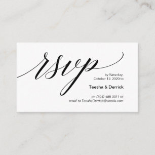 Tarjeta De Recepción Tipo de letra negro moderno, RSVP de boda