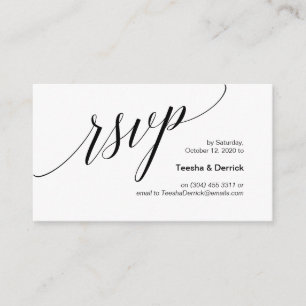 Tarjeta De Recepción Tipo de letra negro moderno, RSVP de boda