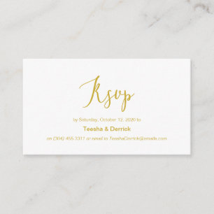 Tarjeta De Recepción Tipo de minimalismo de oro moderno, RSVP de boda