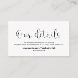 Tarjeta De Recepción Tipo mínimo, tipo de letra negro, detalles del Bod