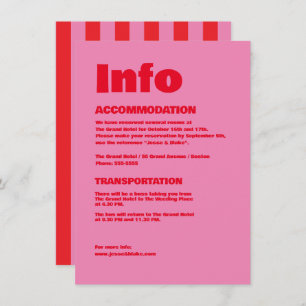 Tarjeta De Recepción Tipografía audaz, bodas rosadas y rojas