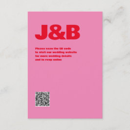 Tarjeta De Recepción Tipografía audaz, bodas rosadas y rojas