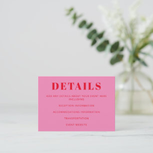 Tarjeta De Recepción Tipografía audaz moderna Boda rosa y rojo brillant