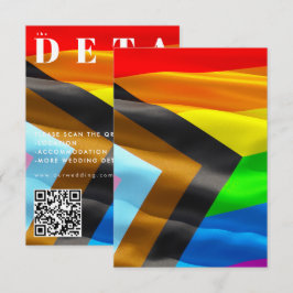 Tarjeta De Recepción Tipografía de bandera de orgullo código QR boda ne