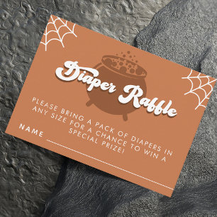 Tarjeta De Recepción Tipografía de Groovy Diaper de Halloween Raffle Ne
