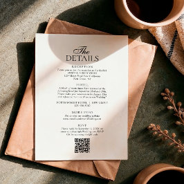 Tarjeta De Recepción Tipografía de guión moderno Código Qr Detalles de