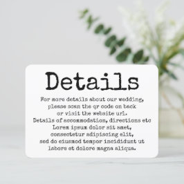 Tarjeta De Recepción Tipografía de máquina simple Detalles del código Q