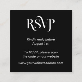 Tarjeta De Recepción Tipografía de moda en blanco y negro RSVP