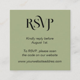 Tarjeta De Recepción Tipografía de moda verde claro RSVP