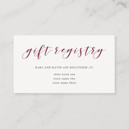 Tarjeta De Recepción Tipografía elegante | Marsala Gift Registry Insert