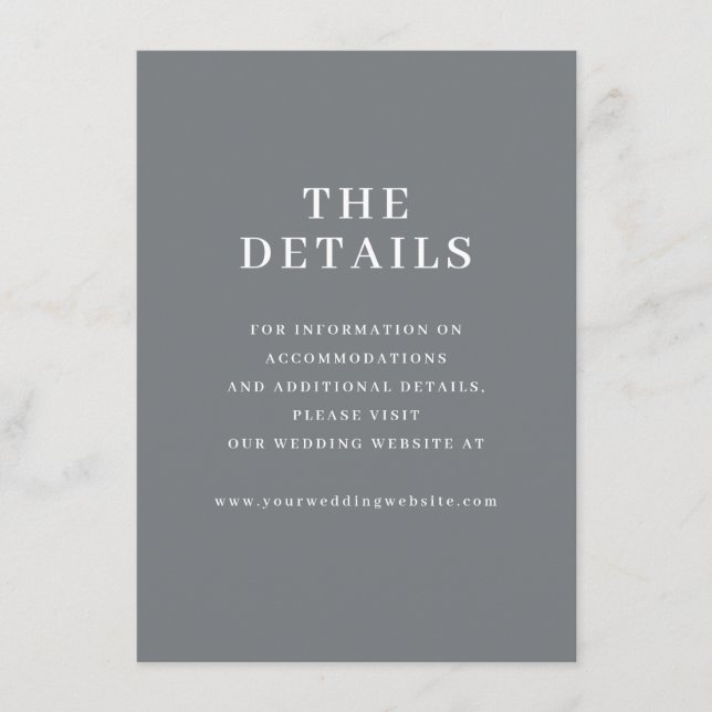 Tarjeta De Recepción Tipografía Gris Sofisticada (Anverso)