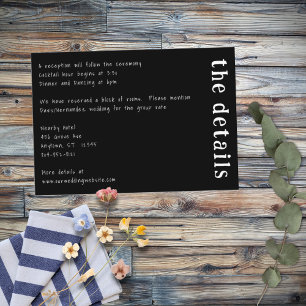 Tarjeta De Recepción Tipografía manuscrita en blanco y negro