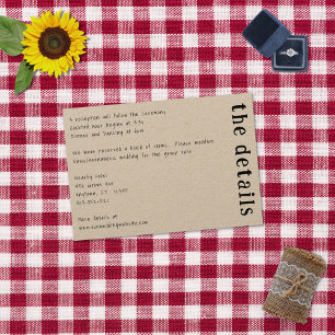 Tarjeta De Recepción Tipografía manuscrita informal Kraft